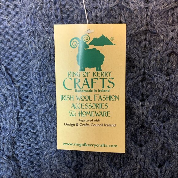Aran Chunky & Heavy 100% Wool Fisherman Sweater in Navy/Denim MADE IN IRELAND - Picture 7 of 8